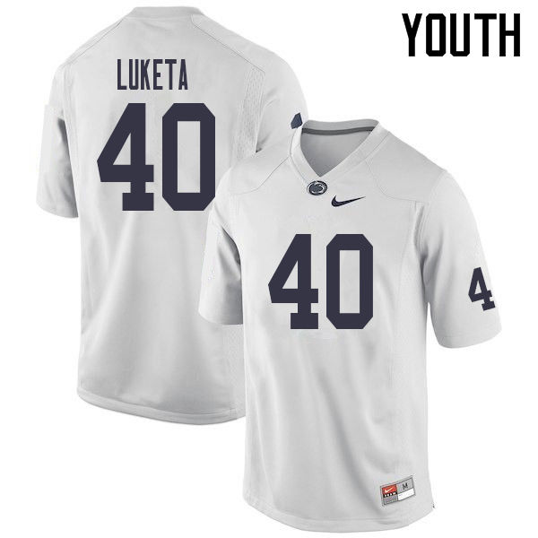 NCAA Nike Youth Penn State Nittany Lions Jesse Luketa #40 College Football Authentic White Stitched Jersey HEH6198VW